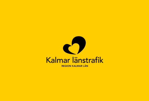 Kalmar länstrafiks logotyp på gul bakgrund. 