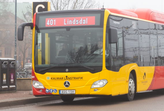 Ledbuss vid Kalmar station